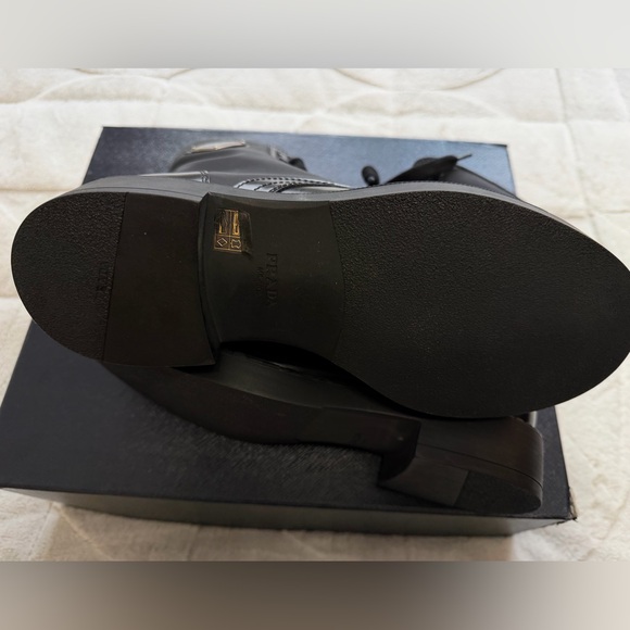 NEW! $1,420 Prada Brushed Leather Re-Nylon Combat Boots Black 8.5 / 9 - Picture 6 of 10